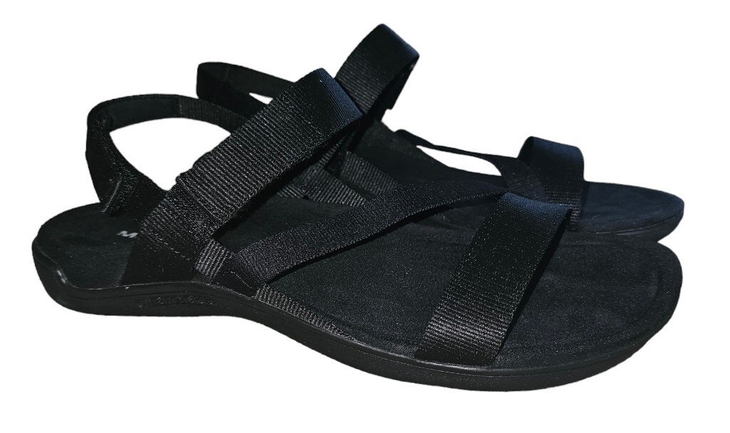 Sandali Merrell donna taglia 9 neri District 3 scarpe comode con cinturino usati in ottime condizioni