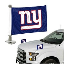 Juego de dos banderas de fútbol americano de los New York Giants maletero capó 4" x 6" doble cara
