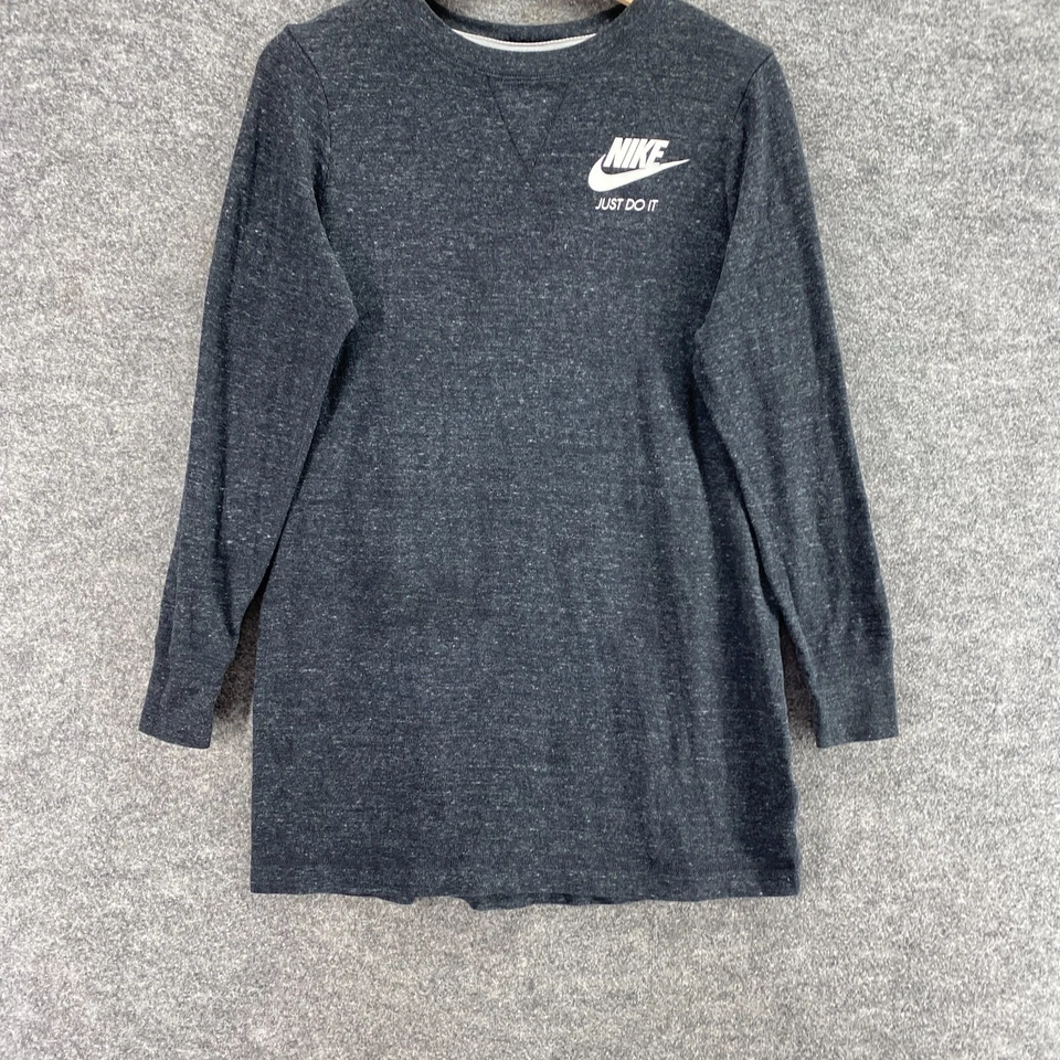 Nike Activewear Camiseta Mujer S Pequeña Gris Cuello Redondo Manga Larga Algodón Comodidad Foto 4 de 4