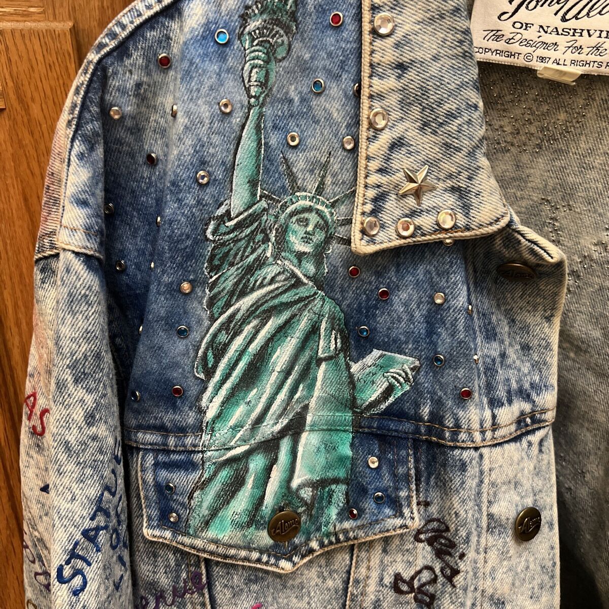 Denim Jacket Tony Alamo Nashville Med Ny New York rhinestone Denim Jacket Tony Alamo Nashville Med Ny New York rhinestone