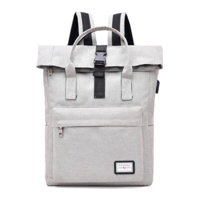 GRAY LAPTOP USB CHARGING PORT SCHOOL TRAVEL BUSINESS BOOKBAG WATER RESISTANT