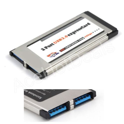 34mm Express Card Expresscard to 2 Port USB 3.0 Adapter for Laptop NEC Chip - Afbeelding 1 van 6