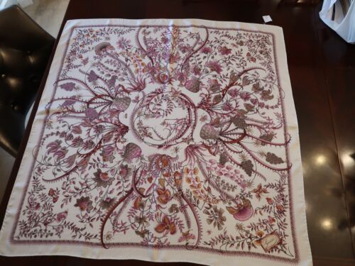 Gucci Scarf Garden Print Stall Shawl Flower Snake Butterfly Multi Colored