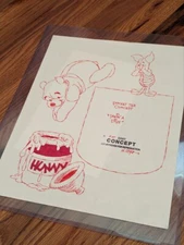 Winnie-the-Pooh Disney Red Ink Drawing - Pocket Tee Concept Art by Mike Royer