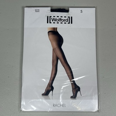 Wolford Rachel Tights Black Sheer Striped Pattern Pantyhose Hosiery Size S New