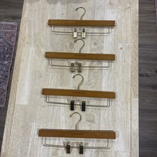 Lot Of 4 Polo Ralph Lauren Wooden Hangers With Metal Clips 14 Inches Long