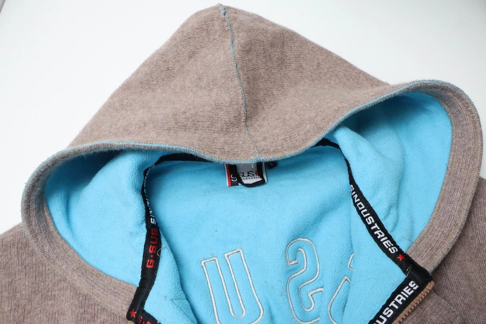 GSUS SINDUSTRIES Chaqueta Para Hombre GRANDE Gris Con Capucha Bolsillo Logo Mezcla de Lana Lona Foto 4 de 4