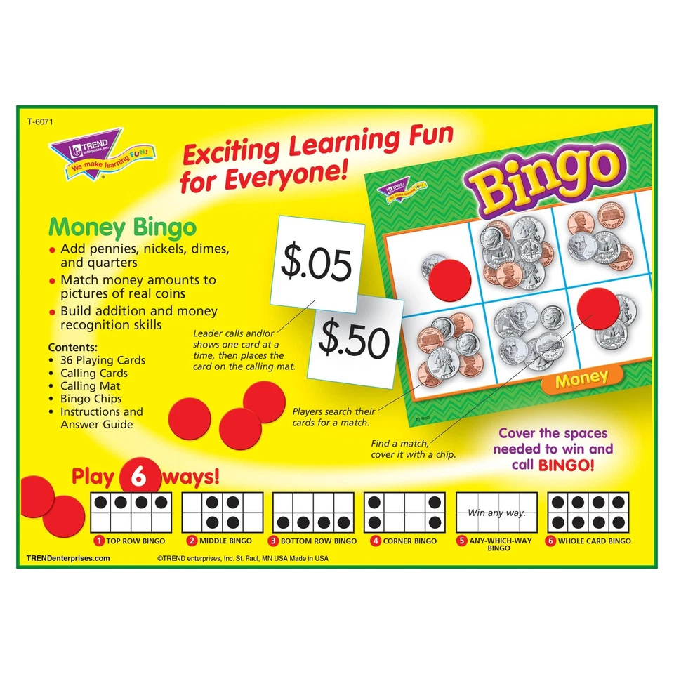 TREND Bingo Game for Kids Fun Learning and Memory Care Includes 36 Cards - Image 4 of 4