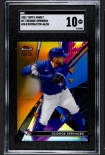 2021 Topps Finest George Springer Gold Refractor /50 SGC 10 Gem Mint Blue Jays