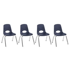FDP 12 School Stack Chair, Stacking Student Seat with Chromed Steel Legs and ...