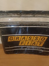 targa pubblicitaria epoca GRASSO FIAT, lamiera smaltata ricavata da latta 44x39