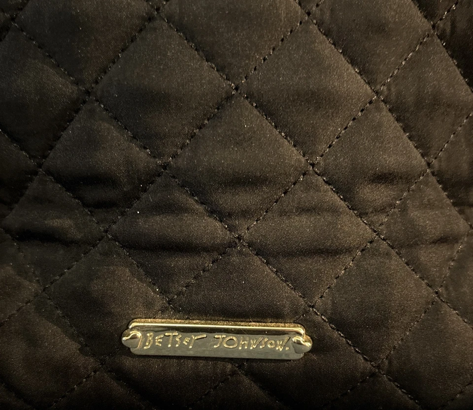 Betsey Johnson Kitsch "Fritzy" Dog Quilted Cosmetic Bag Case BLACK New W/out Tag - Image 4 of 4