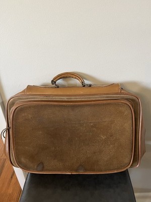 Vtg Harrison Leather Goods Corp. zip Grid satchel bag Suitcase Suede Briefcase