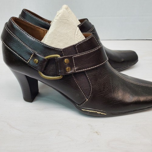 Aerosoles Bootie Womens 7 B Square Toe Side Zip Ankle Brown Vegan Leather - Picture 6 of 15