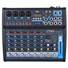 Pyle Bluetooth 8 Ch. Studio / DJ Controller Audio Mixer Console System PMXU83BT