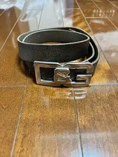 Dolce&Gabbana Men D&G Leather Belt Dark Brown D&G Logo Buckle Length 110cm Italy