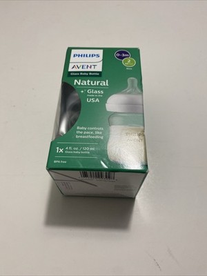 1 Philips Avent 4 Oz. Glass Baby Bottle Made In USA 