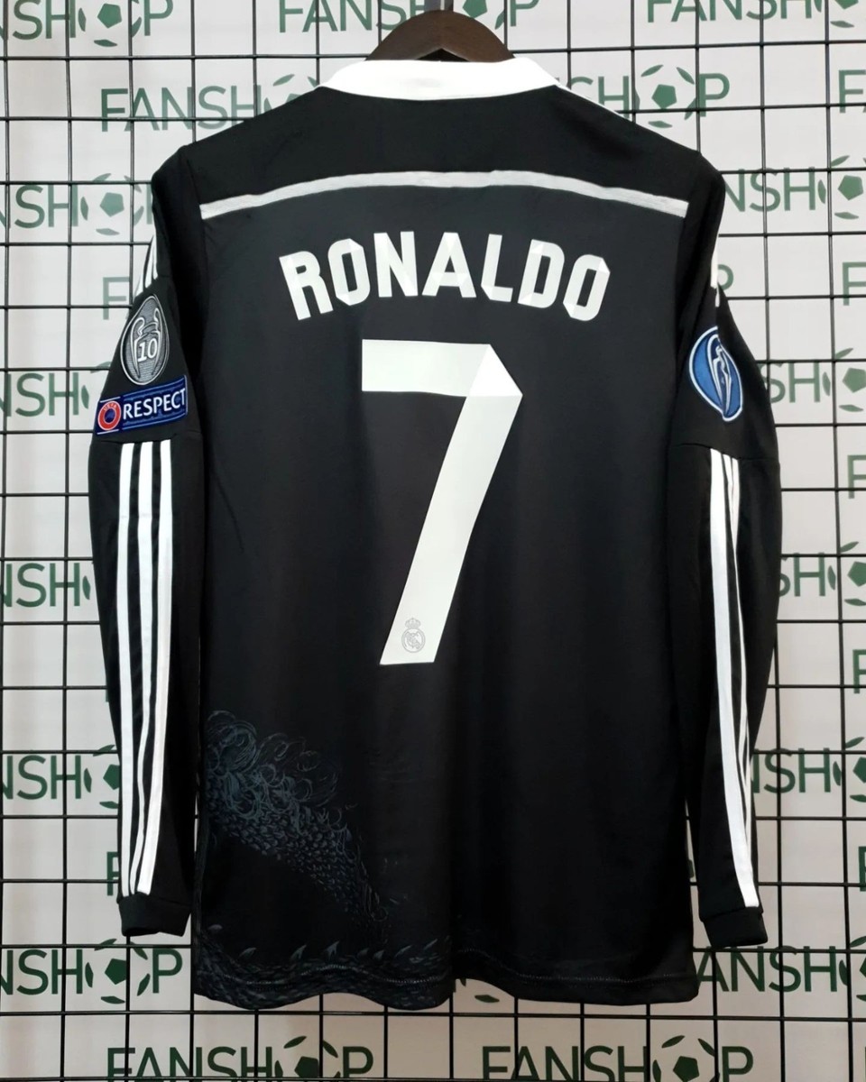 Real Madrid 2014-2015 UCL Long Sleeve Black Jersey Dragon