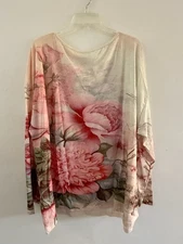 SHEIN Floral Long Sleeve Top | Soft Pink Garden Print Boho Blouse NWT