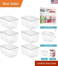 6 Pack Clear Stackable Storage Bins - 11"L x 7.5"W x 6"H for Home Organization