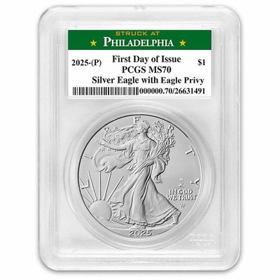 2025-(P) Silver Eagle, Eagle Privy MS-70 PCGS (FDI, Philadelphia