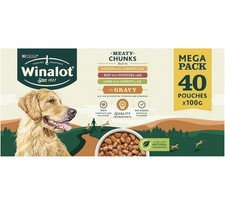 WINALOT Meaty Chunks Mixed in Gravy Wet Dog Food 40x100g with Free & Fast Ship** 4.83 per kilo