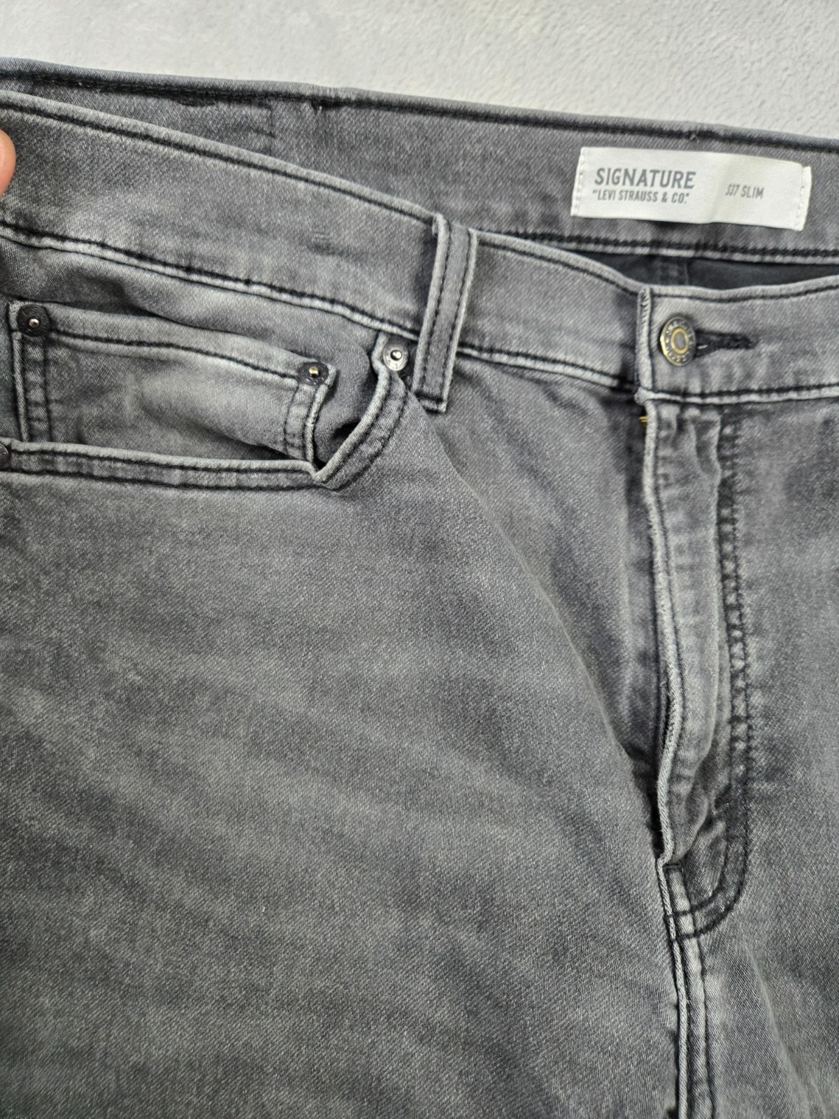 Levi Strauss Signature Jeans Mens Size 38 x 32 Faded Black S37 Slim Grunge Y2K thumbnail 3