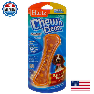 Hartz Chew N Clean Dental Duo Dog Chew Toy Bacon Flavor Medium 1 Eapack Of 12