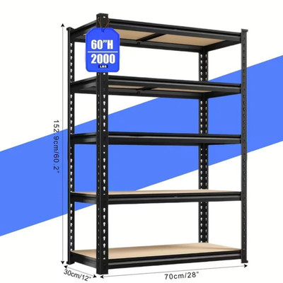 5-Tier Heavy Duty Adjustable Metal Shelving Garage Storage Utility Rack Shelves