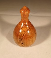 SMALL TURNED AMBOSIA MAPLE WOOD RING BOX WITH LID, HANDMADE, OOAK, SIGNED