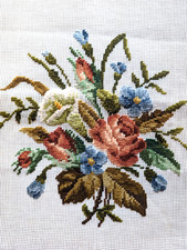 Vtg SCOVILL DRITZ 100 Wool Luxury Floral Needlepoint Canvas 23x23
