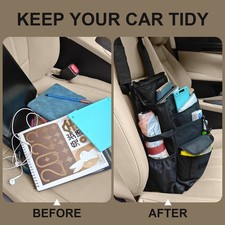 14 Pocket Universal Car Front Seat Organizer Laptop Files Cup Holder Storage Bag
