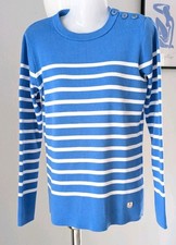 ARMOR LUX Pullover  Gr.2 S 36 100% Baumwolle Mittelblau Weiß Streifen wie neu