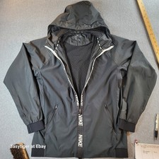 Nike Dri-fit Windrunner Hoodie Jacket Logo Full ZIP Black / Dark GREEN Mens M