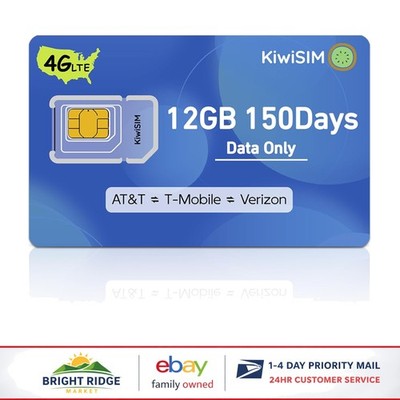 Data SIM Card with 12GB for Routers and Cameras, 4G LTE Service Included