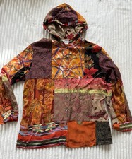 Chicos Design Vintage Womens Size 2 Embroidered Silk Blend Patchwork Jacket