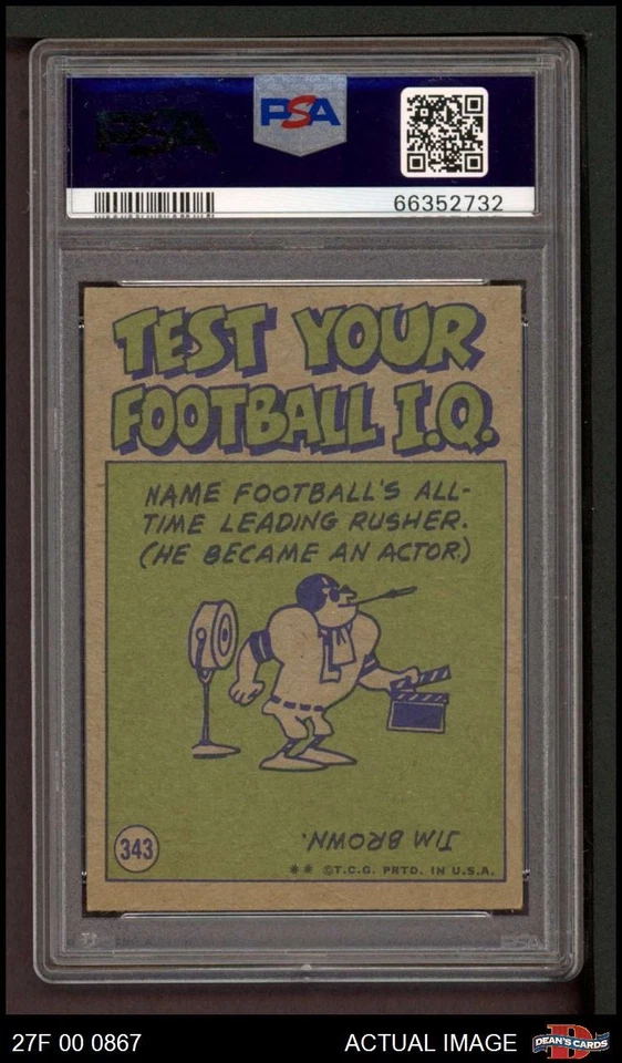 1972 Topps #343 Joe Namath Pro Action Jets  HOF PSA 5 - EX - Image 2 of 2