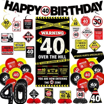 40th Birthday Decorations for Men Women, Caution Happy 40th Birthday Party Su...