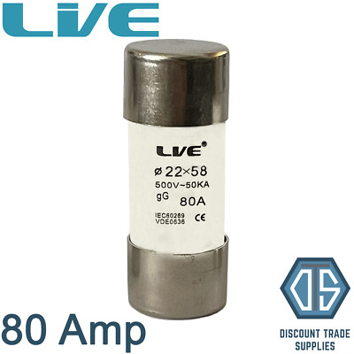 Live Electrical 80 Ampere Sicherung 22 x 58