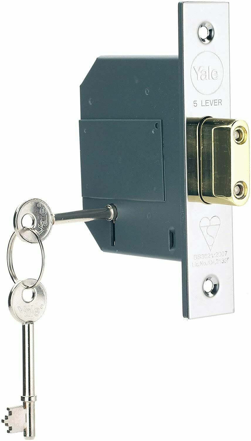 Yale BS 5 Lever Mortice Deadlock 64mm Polished Chrome (B-BSDL-2.5-CH)
