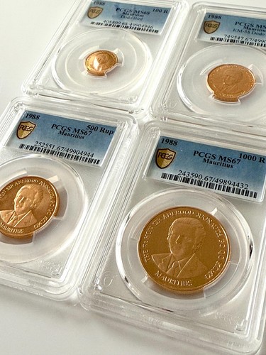 Mauritius - 1988 - Rupie - Dodo Bird - Goldset - NGC MS67 e MS68 - Foto 5 di 6