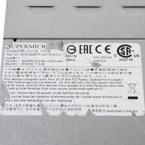 SuperMicro 2028TP-HC1R-SIOM 4-Node 8x E5-2650v4 2.2GHz AOC-MTG-i2TM 2U Server - Picture 3 of 9