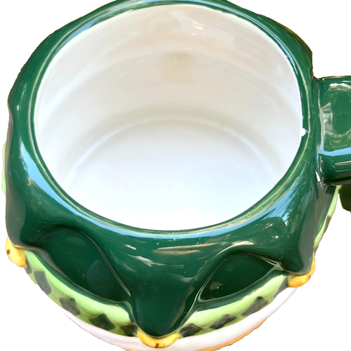 Debbie Mumm Ceramic Green Mug 3D Snowman Holiday Mug Hand Painted - Picture 9 of 10