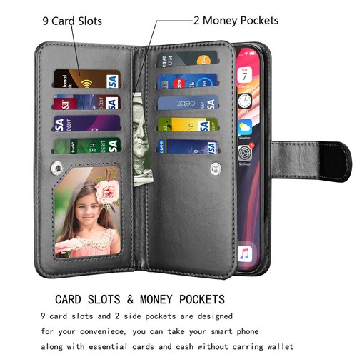 For iPhone 16 15 14 13 12 11 Pro Max SE Magnetic Leather Wallet Phone Case Cover - Picture 14 of 47