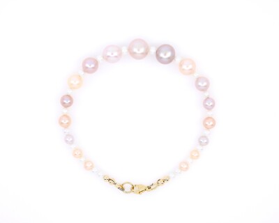 Graduated Freshwater Pearl Bracelet, Pink Mauve Peach, Handmade Artisan Jewelry