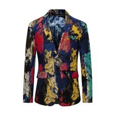 Men's Single-Breasted Tuxedo Jacket Dress Suit Blazer Coat Tops Colorful