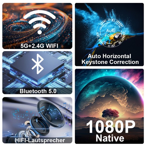 2024 NEU Beamer Projektor LCD 4K WiFi Bluetooth Android TV HD Heimkino HDMI USB - Afbeelding 8 van 8