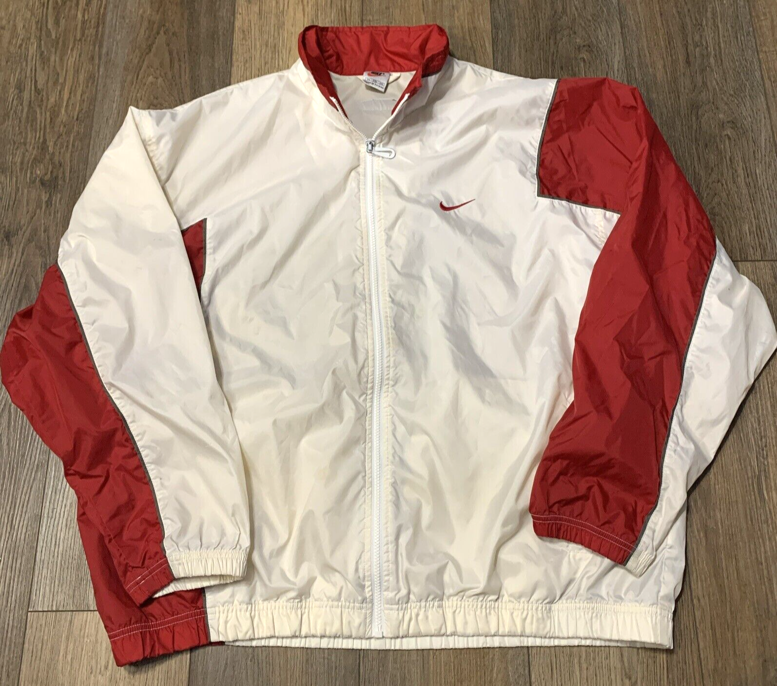 VTG 90s Nike Windbreaker Men's XXL White Tag Embroidered Big Check White Red
