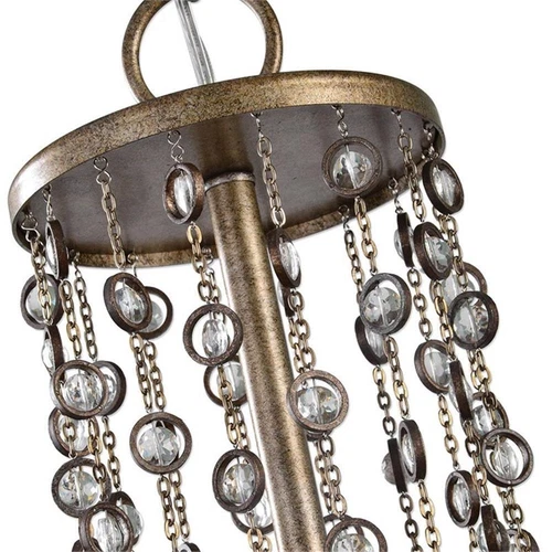 Uttermost Valka 6 Light Crystal Chandelier in Silver Swedish Iron - Picture 4 of 6