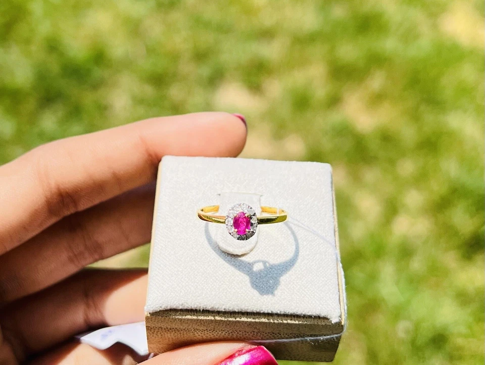 Conjunto de joyas de rubí con diamantes reales con certificado de gemólogo Foto 2 de 3